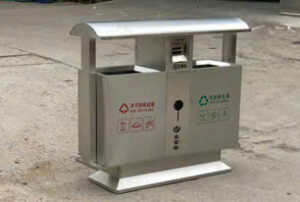 thùng rác inox 2 ngăn mái vòm