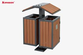 Thùng rác gỗ 2 ngăn hình mái nhà